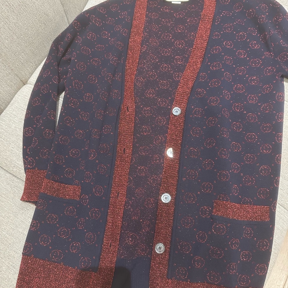 (💄SOLD💄)Gucci Blue and Red Knit Cardigan